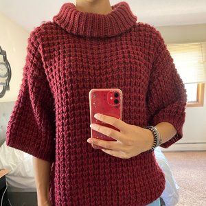 Short Sleeve Maroon Sweater